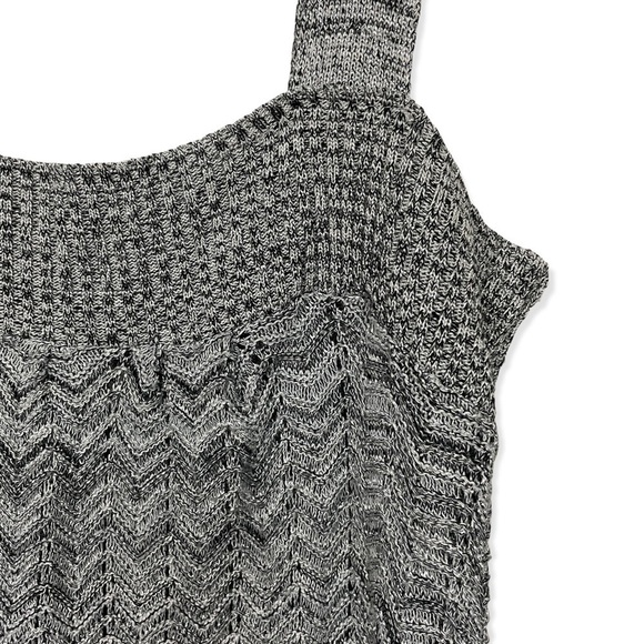 𝅺the Sweater Project Black Silver Metallic Tank Sweater Mini Dress, Medium - Picture 3 of 5